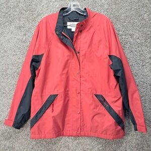 FootJoy DryJoys Womens Red Black Golf Rain Jacket Medium Full Zip Mesh Lined